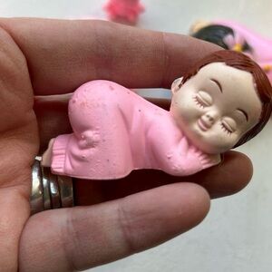Vintage Cake Toppers Pink Accessories Baby Shower Plastic Large Lot New Stock